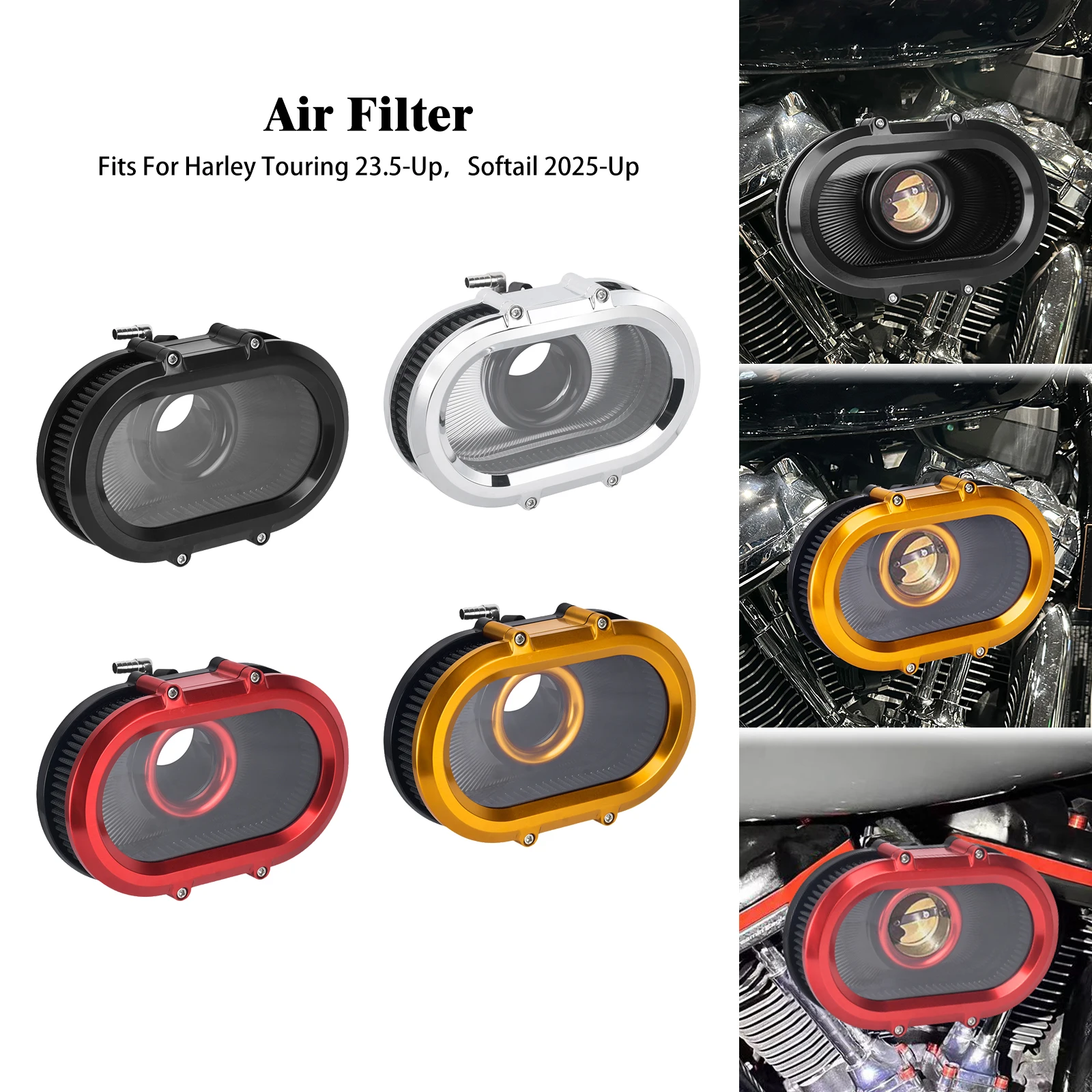 Motorcycle Air Filter Intake Oval Round Air Cleaner For Harley Touring Road Street Glide 23-25 Softail FXBR FLFB FXLRS FXBB 2025
Motorcycle Air Filter Intake Oval Round Air Cleaner For Harley Touring Road Street Glide 23-25 Softail FXBR FLFB FXLRS FXBB 2025