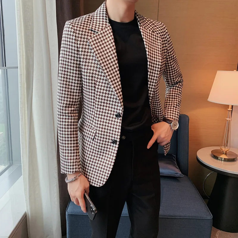 Jane-23 Casual Suit Men's Best Man's Clothing Houndstooth Plaid Korean Style Slim-fit Two-button Autumn and Winter Suit Jacket
Jane-23 Casual Suit Men's Best Man's Clothing Houndstooth Plaid Korean Style Slim-fit Two-button Autumn and Winter Suit Jacket