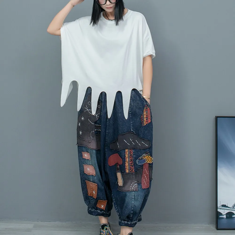 Heavy Industry Hand Embroidered Denim Large Crotch Pants + Tassel Short Sleeved T-shirt Two-piece Set Women 2024 Summer LX1331
Heavy Industry Hand Embroidered Denim Large Crotch Pants + Tassel Short Sleeved T-shirt Two-piece Set Women 2024 Summer LX1331