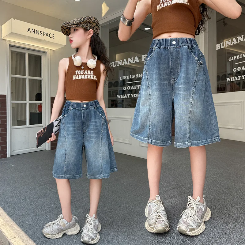 Kids Child Summer Casual Bohemian Denim Shorts With Sequins for Teenage Girls Loose Straight Knee Length Jeans Capris 5 to 14 Y
Kids Child Summer Casual Bohemian Denim Shorts With Sequins for Teenage Girls Loose Straight Knee Length Jeans Capris 5 to 14 Y