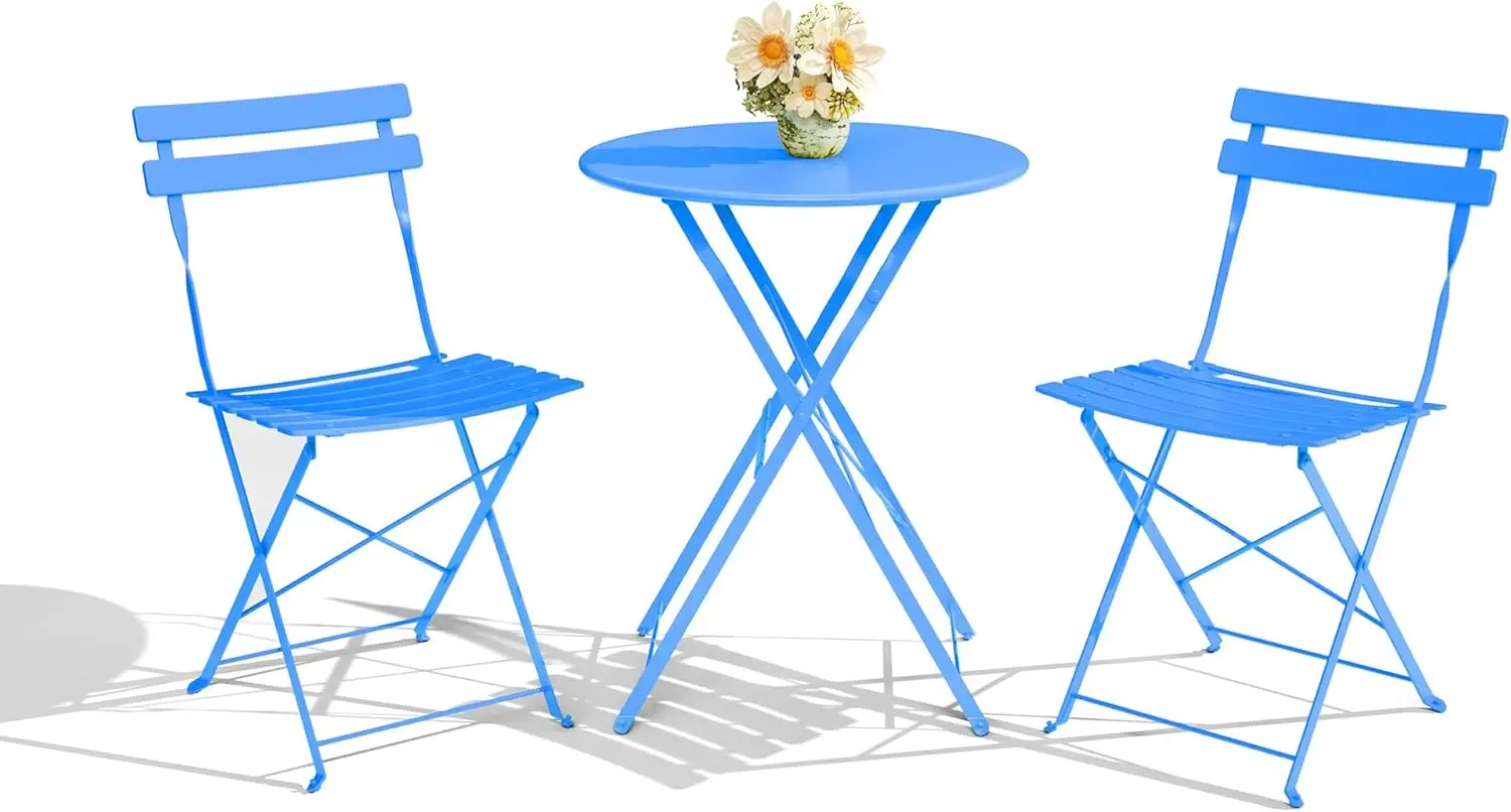 3-Piece Foldable Bistro Set, Outdoor Patio Furniture with Premium Frame, Table and 2 Chairs for Garden Balcony Blue
3-Piece Foldable Bistro Set, Outdoor Patio Furniture with Premium Frame, Table and 2 Chairs for Garden Balcony Blue
