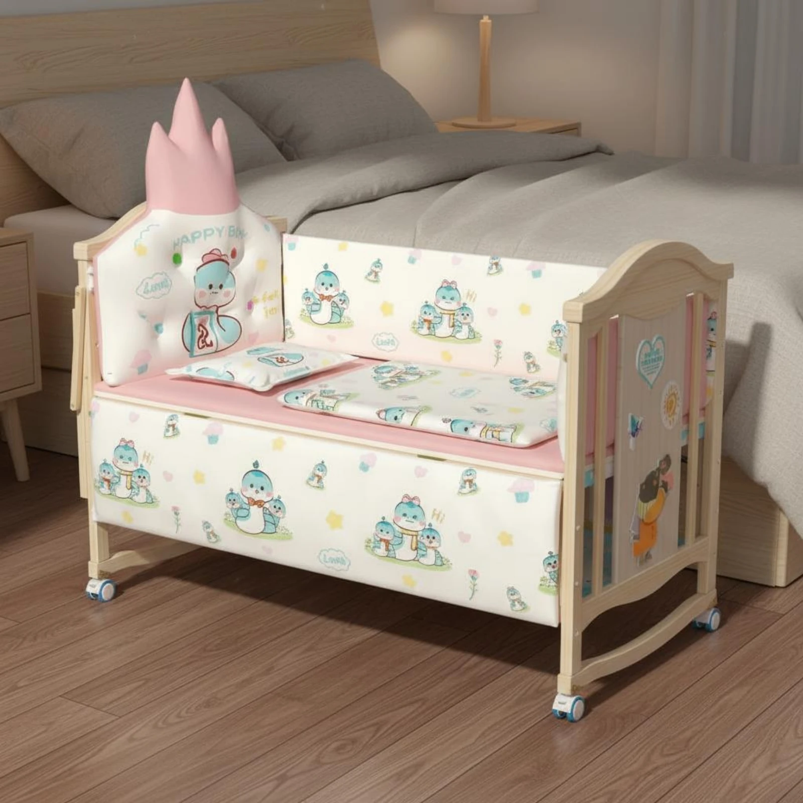 Wooden Crib Multi Functional Wooden Baby Crib Movable Baby Bed Solid Wood Bedside Bassinet Wheeled Design for Newborns, Nursery
Wooden Crib Multi Functional Wooden Baby Crib Movable Baby Bed Solid Wood Bedside Bassinet Wheeled Design for Newborns, Nursery