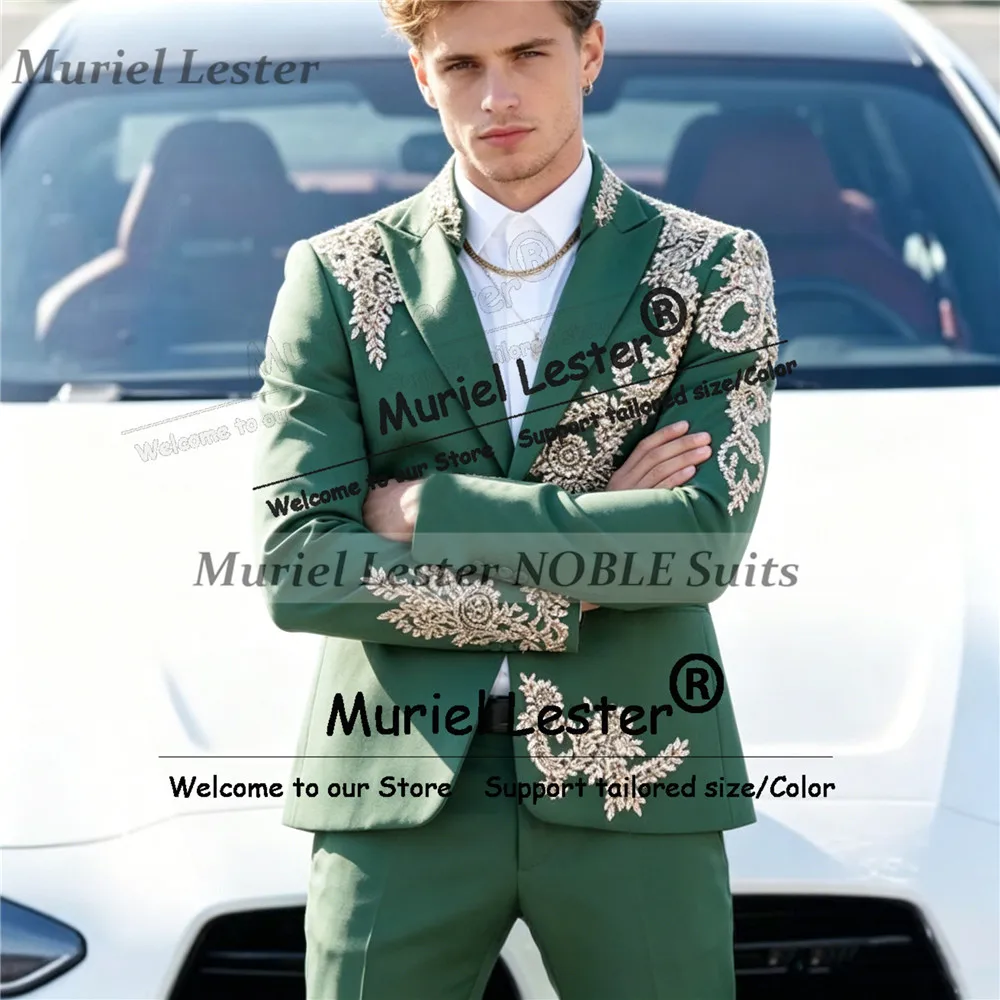 Brilliant Beaded Stones Suits Men 2 Piece Sets Single Breasted Jacket Pants Customized Groom Formal Party Tuxedos Skinny Outfit
Brilliant Beaded Stones Suits Men 2 Piece Sets Single Breasted Jacket Pants Customized Groom Formal Party Tuxedos Skinny Outfit