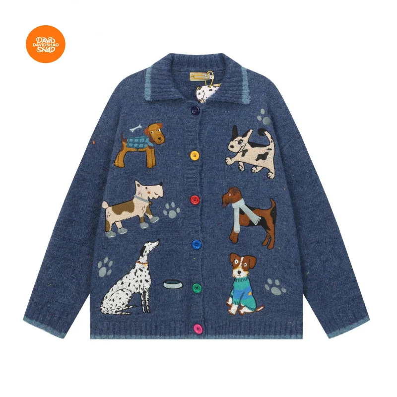 DAVIDSHAO EU US Size High Quality Luxury Clothing Retro Heavy Craft Puppy Dog Embroidery Unisex Cardigan Sweater
DAVIDSHAO EU US Size High Quality Luxury Clothing Retro Heavy Craft Puppy Dog Embroidery Unisex Cardigan Sweater