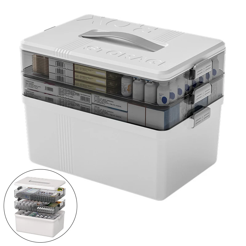 3-Tier Medicine Organizer, Portable Medicine Cabinet First Aid Kit With Handle, Multi-Purpose Organizer For Family First Aid
3-Tier Medicine Organizer, Portable Medicine Cabinet First Aid Kit With Handle, Multi-Purpose Organizer For Family First Aid