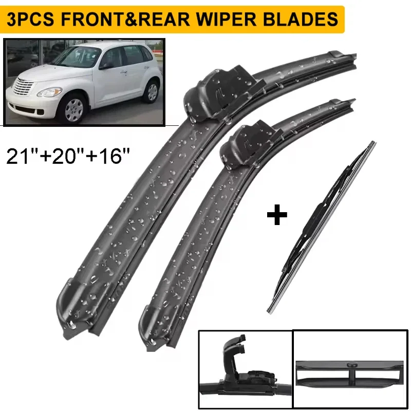 Wiper Front & Rear Wiper Blades Set Kit For Chrysler PT Cruiser 2000 - 2010 Windshield Windscreen Window 21"+20"+16"
Wiper Front & Rear Wiper Blades Set Kit For Chrysler PT Cruiser 2000 - 2010 Windshield Windscreen Window 21"+20"+16"