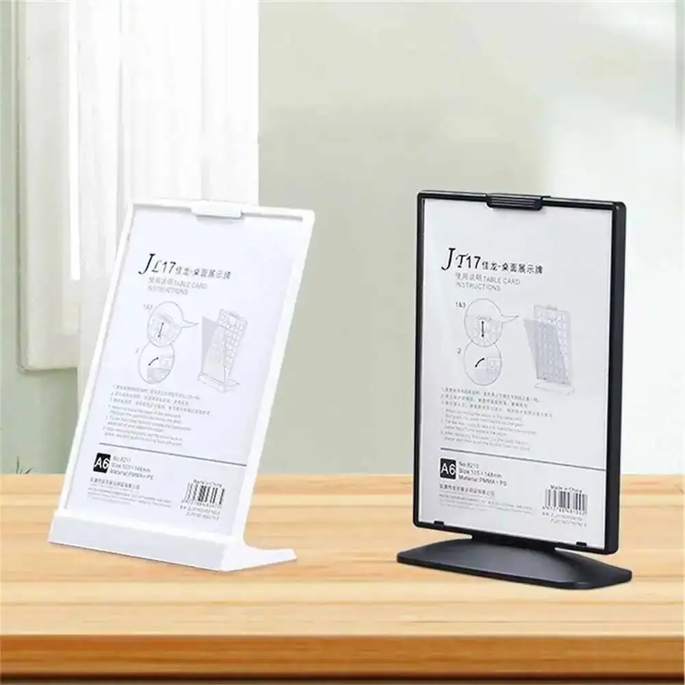 White Black L-shape Plastic Menu Listi Price Card Sign Holder A4 A5 A6 Acrylic Advertising Poster Photo Display Rack
White Black L-shape Plastic Menu Listi Price Card Sign Holder A4 A5 A6 Acrylic Advertising Poster Photo Display Rack
