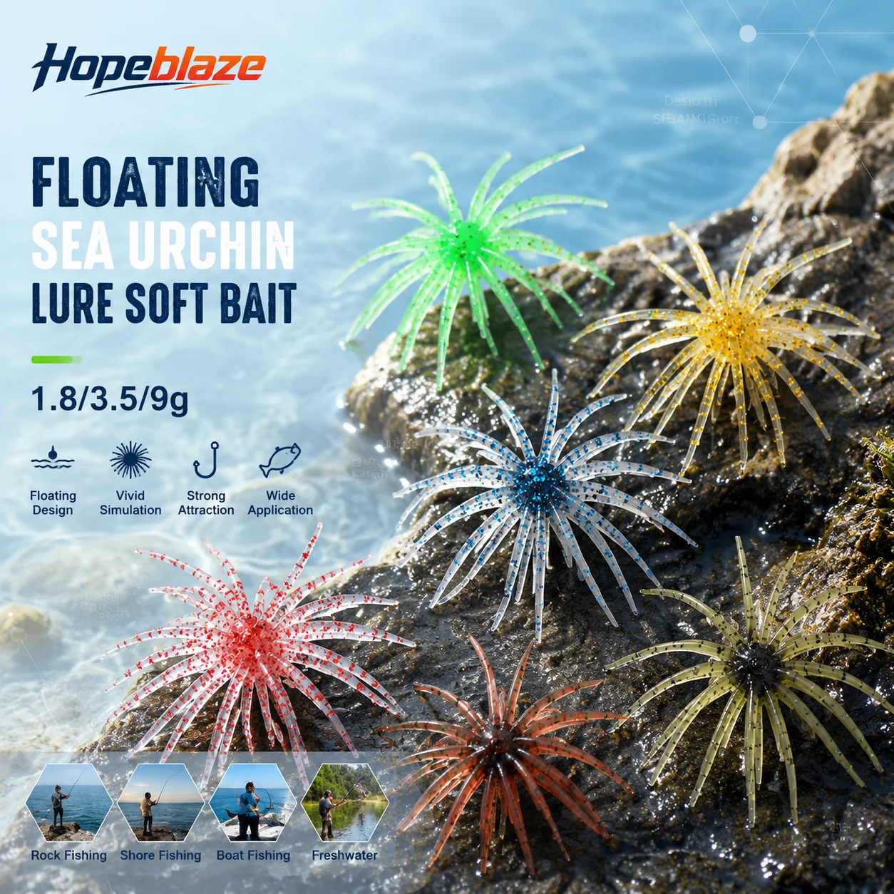 Hopeblaze 1.8g/3.5g/9g Bionic Sea Urchin Soft Bait Floating TPE Lure Anti-tear Worm Bait For Inshore Freshwater Fishing
Hopeblaze 1.8g/3.5g/9g Bionic Sea Urchin Soft Bait Floating TPE Lure Anti-tear Worm Bait For Inshore Freshwater Fishing