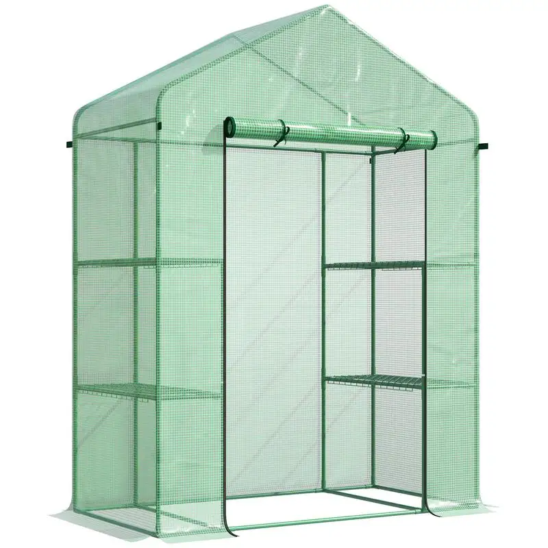 Outsunny 56" x 29" x 77" Walk-in Greenhouse, Garden Hot House with 3 Tier Shleves, Roll-Up Door and PE Cover, Green
Outsunny 56" x 29" x 77" Walk-in Greenhouse, Garden Hot House with 3 Tier Shleves, Roll-Up Door and PE Cover, Green