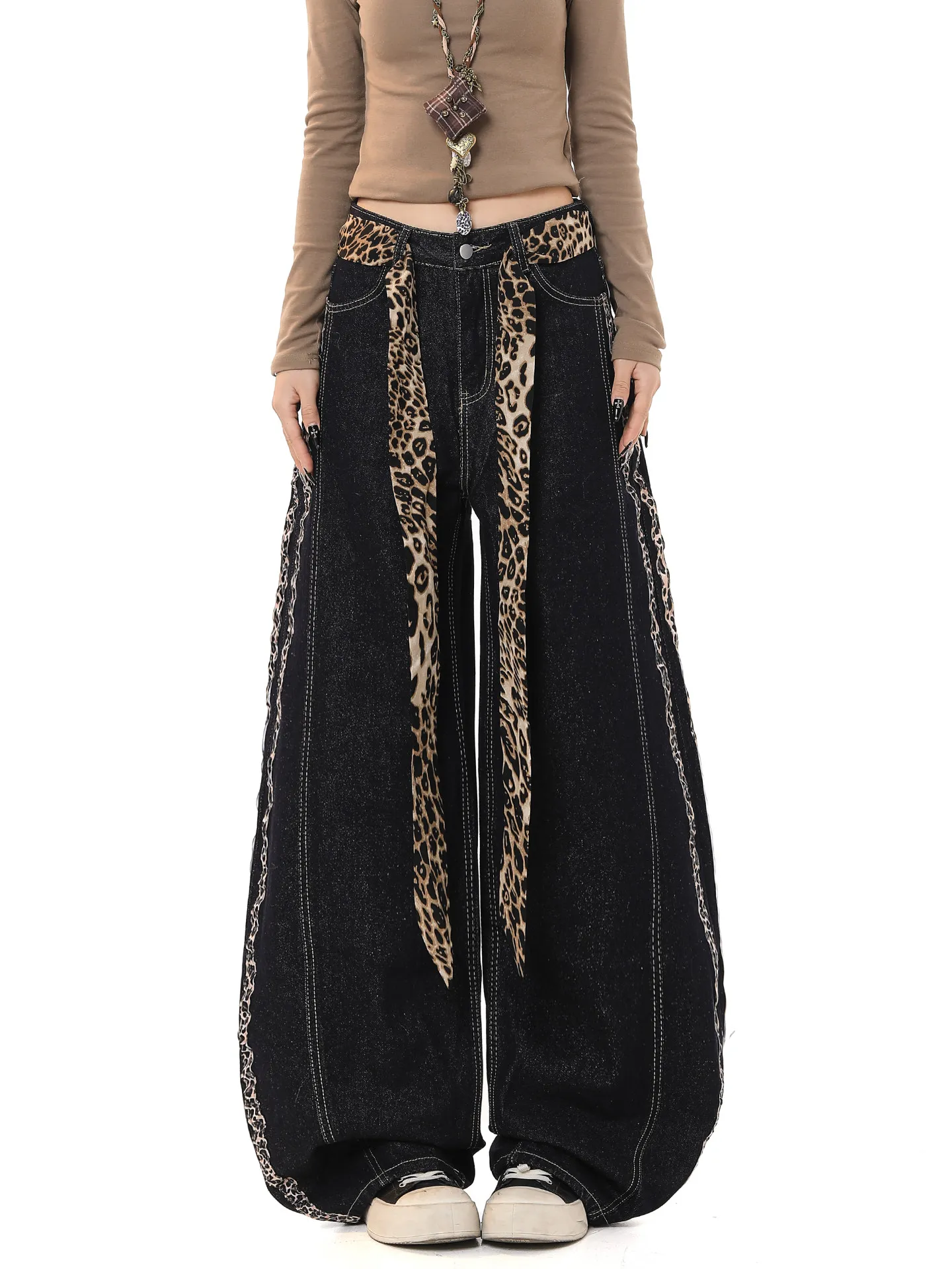 Американские уличные джинсы с леопардовым принтом и пэчворком, свободные широкие брюки для женщин, весна-осень, удобные, дышащие, винтажные
Американские уличные джинсы с леопардовым принтом и пэчворком, свободные широкие брюки для женщин, весна-осень, удобные, дышащие, винтажные