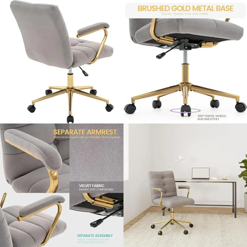 Серое офисное кресло с обивкой и золотистым основанием, регулируемое, с высокой спинкой, для дома, кабинета или гостиной
Серое офисное кресло с обивкой и золотистым основанием, регулируемое, с высокой спинкой, для дома, кабинета или гостиной