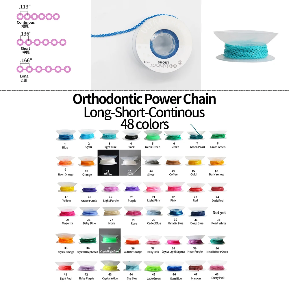 1Roll 15Feet Orthodontic Elastic Power Chain Long Type Dental Chain 48Colors
1Roll 15Feet Orthodontic Elastic Power Chain Long Type Dental Chain 48Colors