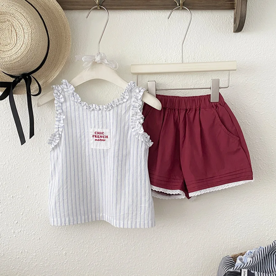 2026 Summer New Girls Sleeveless T Shirts Baby Girl Cute Lace Vest Cotton Striped Toddler Thin Breathable Tops Kids Clothes
2026 Summer New Girls Sleeveless T Shirts Baby Girl Cute Lace Vest Cotton Striped Toddler Thin Breathable Tops Kids Clothes