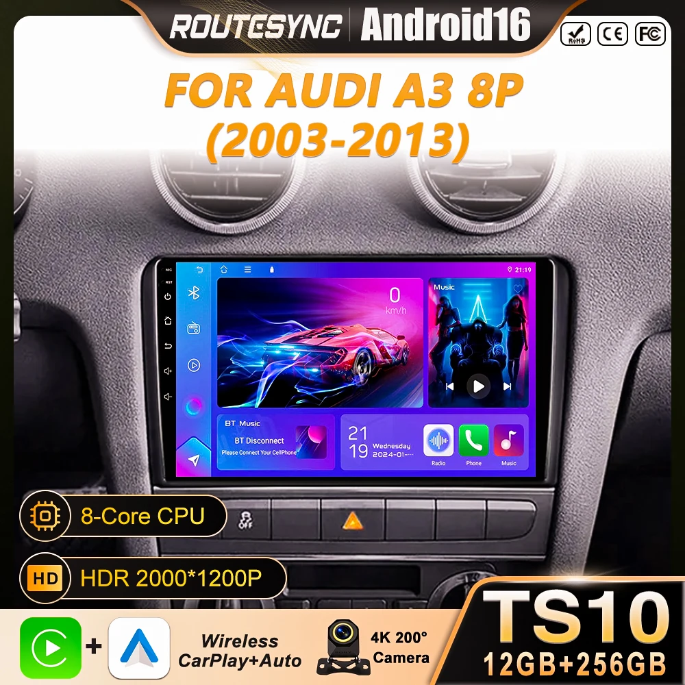 Wireless CarPlay Android Auto Radio For Audi A3 8P 2003 - 2013 Car Video Multimedia Player GPS Autoradio 4G WIFI BT No 2din DVD
Wireless CarPlay Android Auto Radio For Audi A3 8P 2003 - 2013 Car Video Multimedia Player GPS Autoradio 4G WIFI BT No 2din DVD