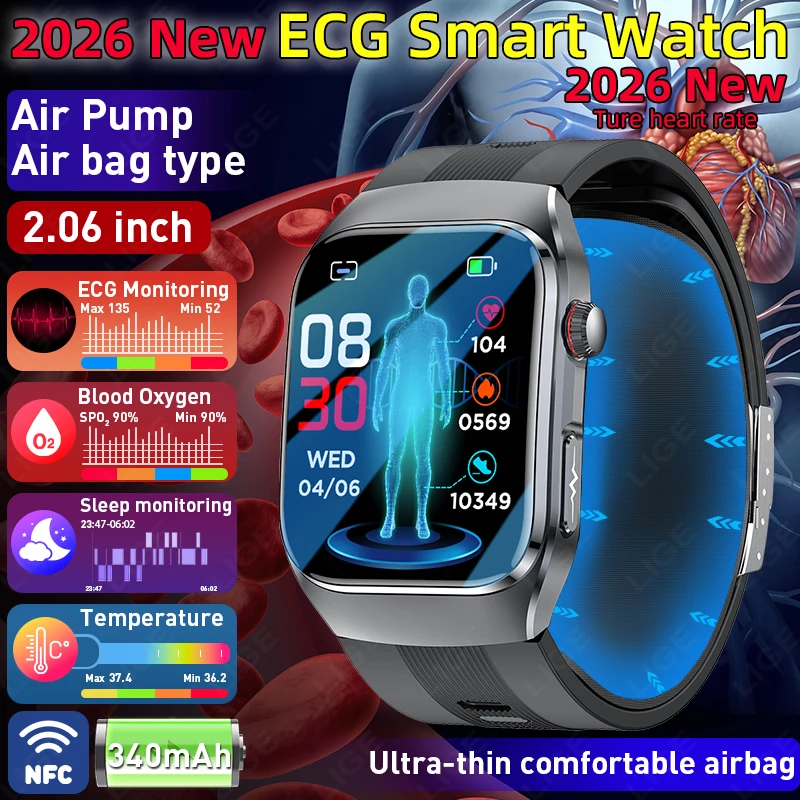 LIGE Airbag Smart Watch Bluetooth Call Air Pump ECG True Accurately Blood Pressure Uric Acid Blood Lipid Waterproof Men's Watch
LIGE Airbag Smart Watch Bluetooth Call Air Pump ECG True Accurately Blood Pressure Uric Acid Blood Lipid Waterproof Men's Watch