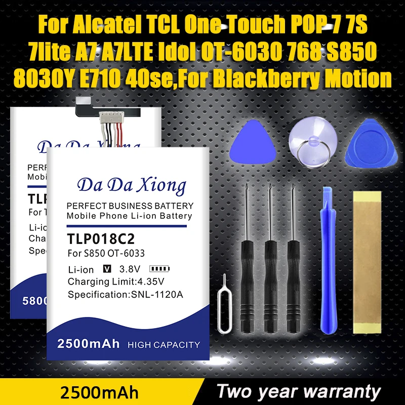 DaDaXiong Battery For Alcatel TCL One Touch POP 7 7S 7lite A7 A7LTE Idol OT-6030 768 S850 8030Y E710 40se,For Blackberry Motion
DaDaXiong Battery For Alcatel TCL One Touch POP 7 7S 7lite A7 A7LTE Idol OT-6030 768 S850 8030Y E710 40se,For Blackberry Motion