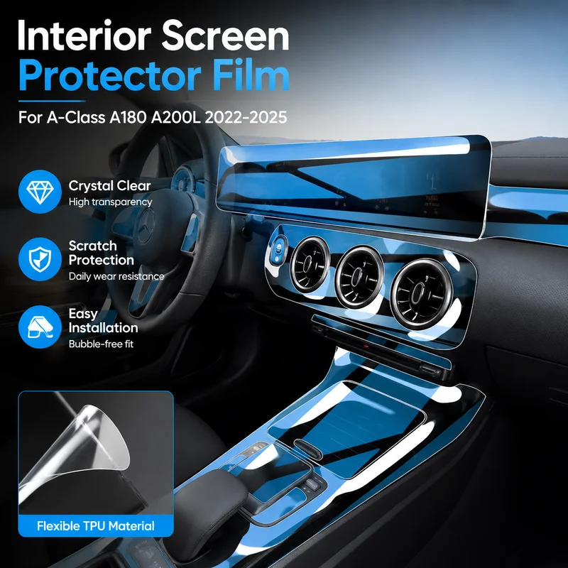 Interior Screen Protector TPU Film For Mercedes-Benz A-Class A180 A200L 2022-2025 Car Accessories Easy Installation
Interior Screen Protector TPU Film For Mercedes-Benz A-Class A180 A200L 2022-2025 Car Accessories Easy Installation