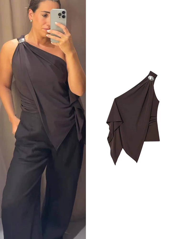 TFMLN Vintage Elegant Tank Tops For Women Chic Asymmetric Slim Fit Cropped Tops Club Party 2025 New Summer Vest Streetwear
TFMLN Vintage Elegant Tank Tops For Women Chic Asymmetric Slim Fit Cropped Tops Club Party 2025 New Summer Vest Streetwear