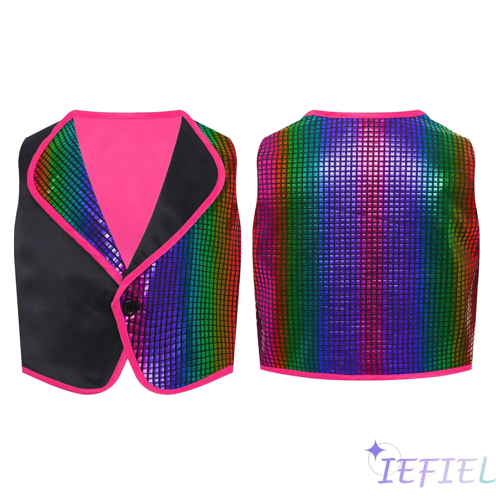 Unisex Kids Boys Girls Jazz Dance Top Lapel Sleeveless Metallic Plaid Color Block Vest One Button Waistcoat
Unisex Kids Boys Girls Jazz Dance Top Lapel Sleeveless Metallic Plaid Color Block Vest One Button Waistcoat