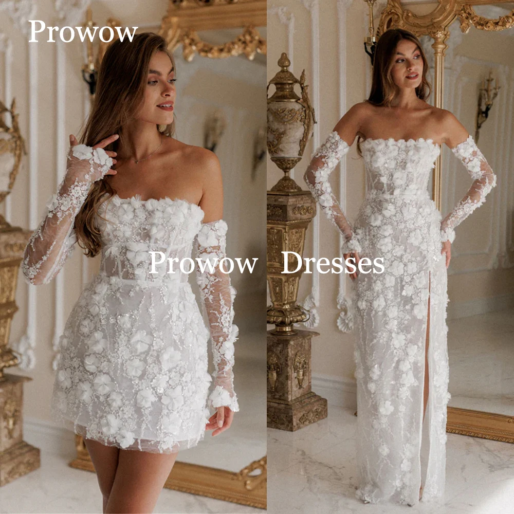 Prowow Sparkly Full Lace 3D Flowers Mini Short Wedding Dresses Gloves Strapless Corset Garden Bride Dress Prom Dress Customized
Prowow Sparkly Full Lace 3D Flowers Mini Short Wedding Dresses Gloves Strapless Corset Garden Bride Dress Prom Dress Customized