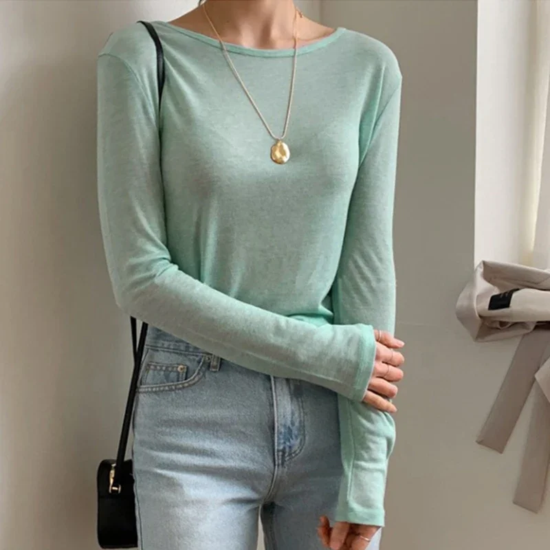 2025 Spring Summer Korean Style Basic Tops Casual T-Shirt For Women Thin O Neck Long Sleeve Y2K Tshirts Woman Tee Shirt Femme
2025 Spring Summer Korean Style Basic Tops Casual T-Shirt For Women Thin O Neck Long Sleeve Y2K Tshirts Woman Tee Shirt Femme