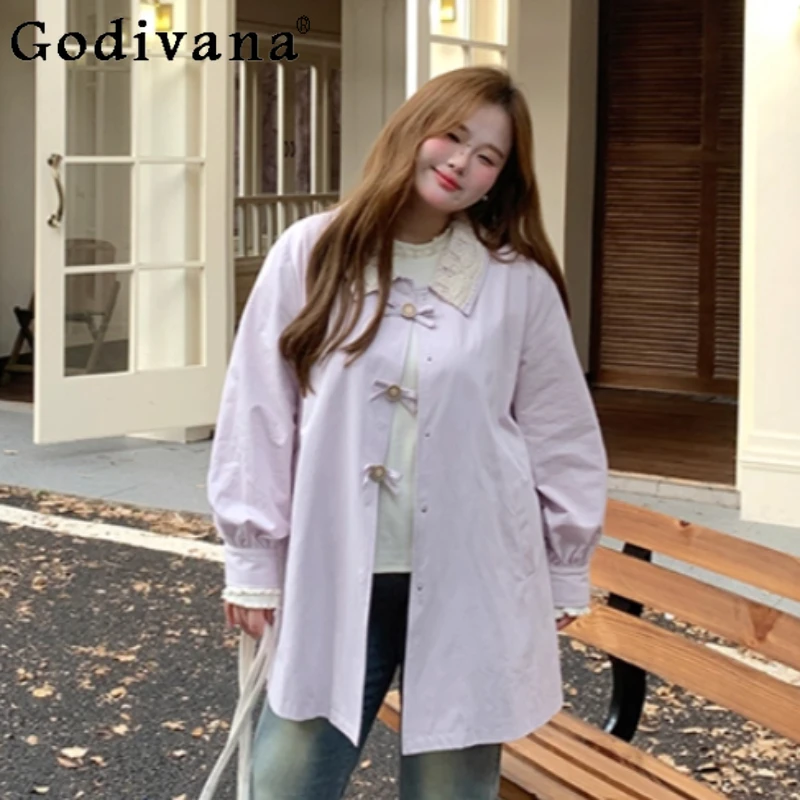 Early Autumn Purple Large Size Short Fashion Versatile Sweet Trench Coat Women's New Light Purple Loose Bow Long-sleeved Coats
Early Autumn Purple Large Size Short Fashion Versatile Sweet Trench Coat Women's New Light Purple Loose Bow Long-sleeved Coats