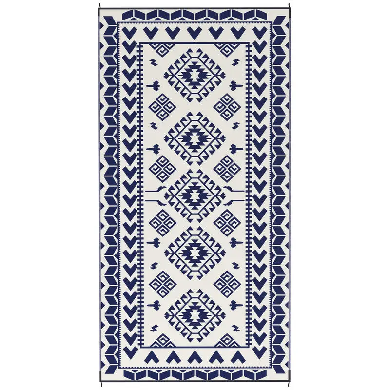 Reversible Outdoor Rug, Waterproof Plastic Straw with Carry Bag, 9' x 18', Blue & White Rhombus Patchwork
Reversible Outdoor Rug, Waterproof Plastic Straw with Carry Bag, 9' x 18', Blue & White Rhombus Patchwork