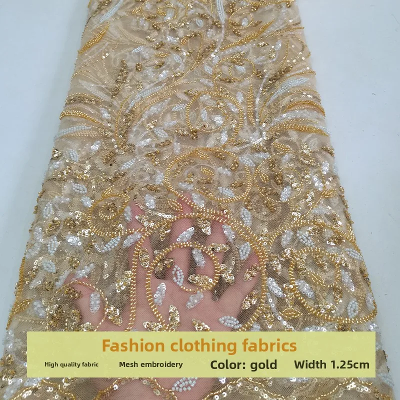 Sequins Tube Beads Embroidery Mesh Fabric for Perspective Cheongsam Wedding Dress Cloth Diy By The Yard Sewing Material
Sequins Tube Beads Embroidery Mesh Fabric for Perspective Cheongsam Wedding Dress Cloth Diy By The Yard Sewing Material