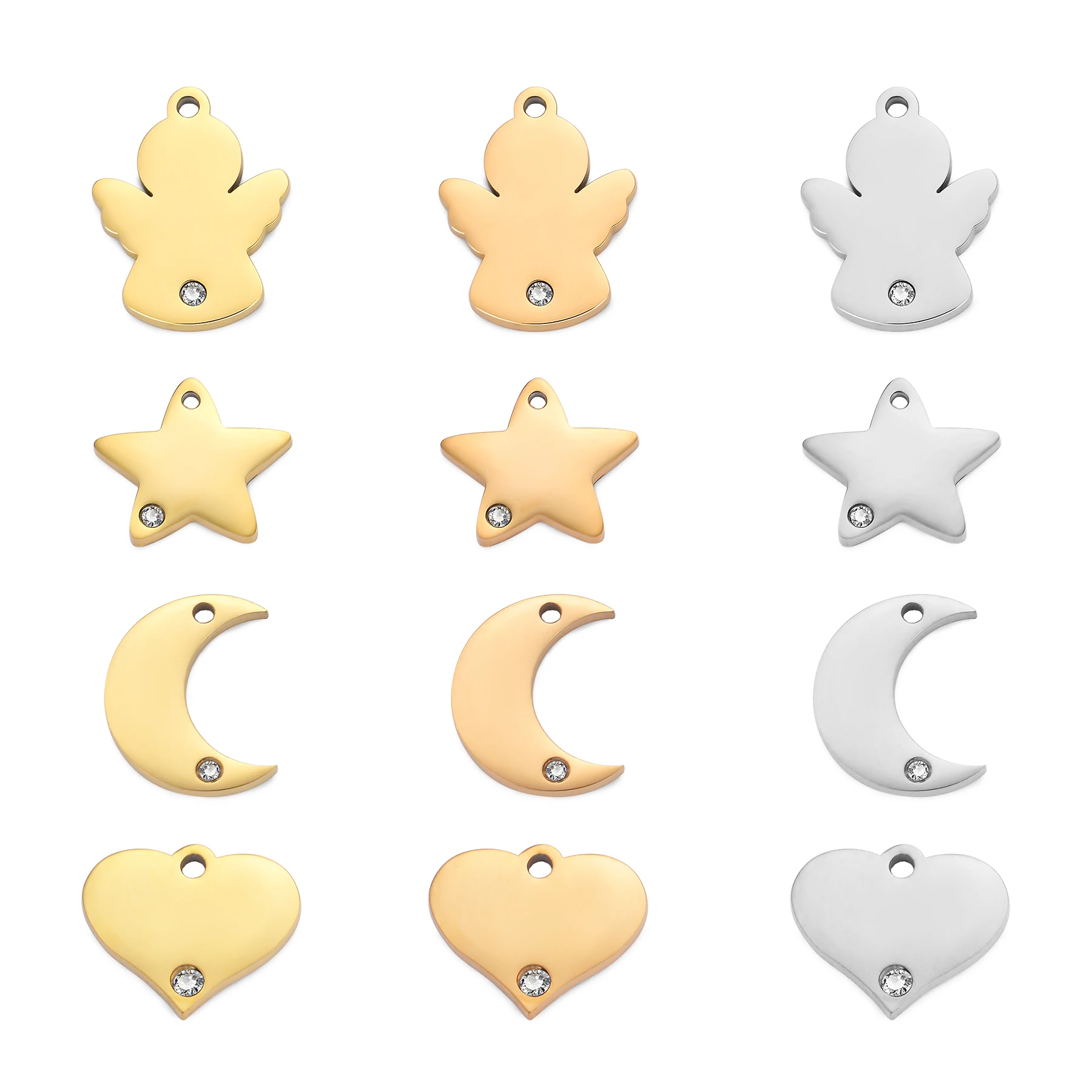 3Pcs/lot Mini Crystal Stainless Steel Heart Star Moon Angel Charms Pendants for DIY Jewelry Jewelry Making Handmade Accessories
3Pcs/lot Mini Crystal Stainless Steel Heart Star Moon Angel Charms Pendants for DIY Jewelry Jewelry Making Handmade Accessories