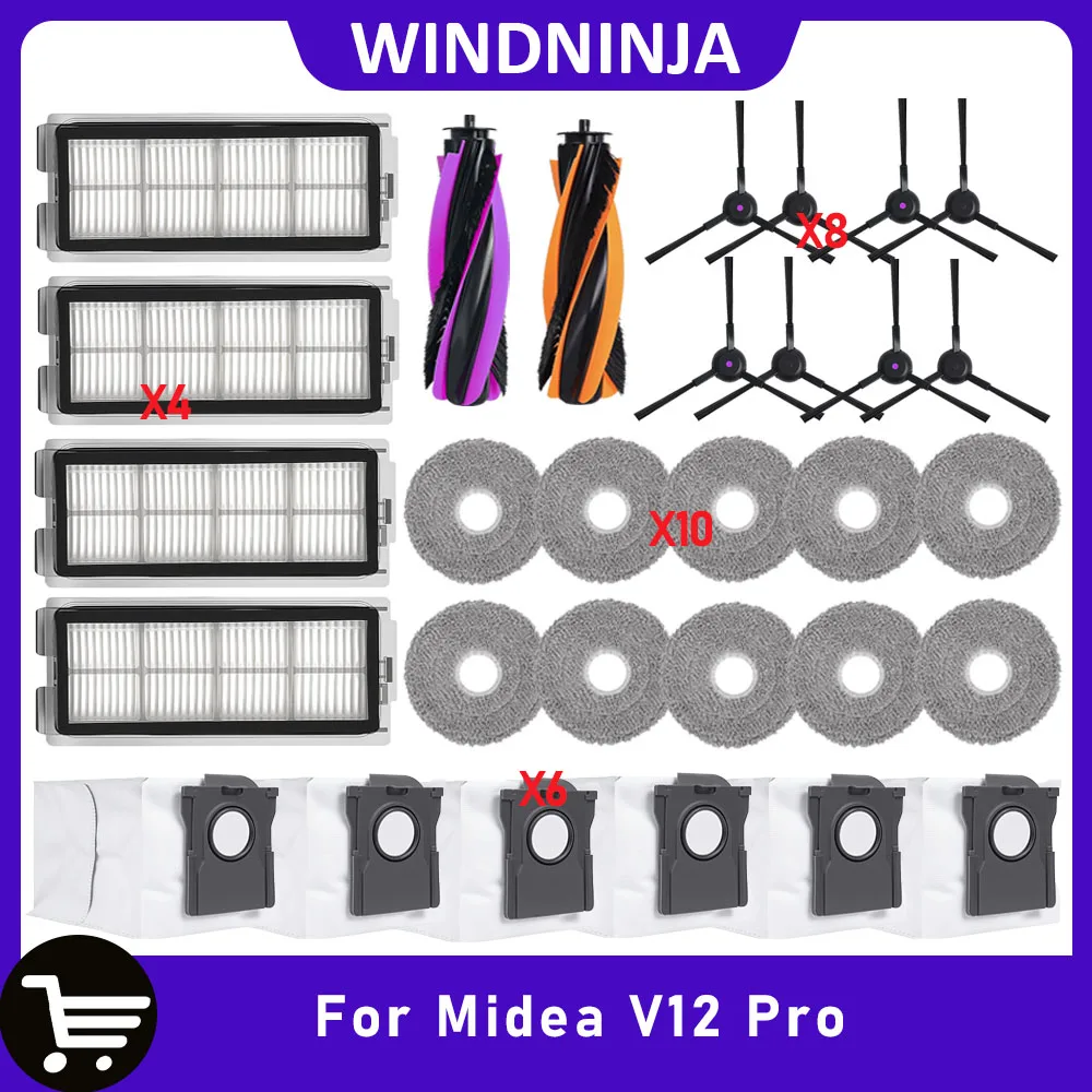 Запчасти для робота-пылесоса Midea V12 Pro: мешки для сбора пыли, HEPA-фильтры, салфетки для мытья полов, основная и боковые щетки, аксессуары для уборки дома
Запчасти для робота-пылесоса Midea V12 Pro: мешки для сбора пыли, HEPA-фильтры, салфетки для мытья полов, основная и боковые щетки, аксессуары для уборки дома