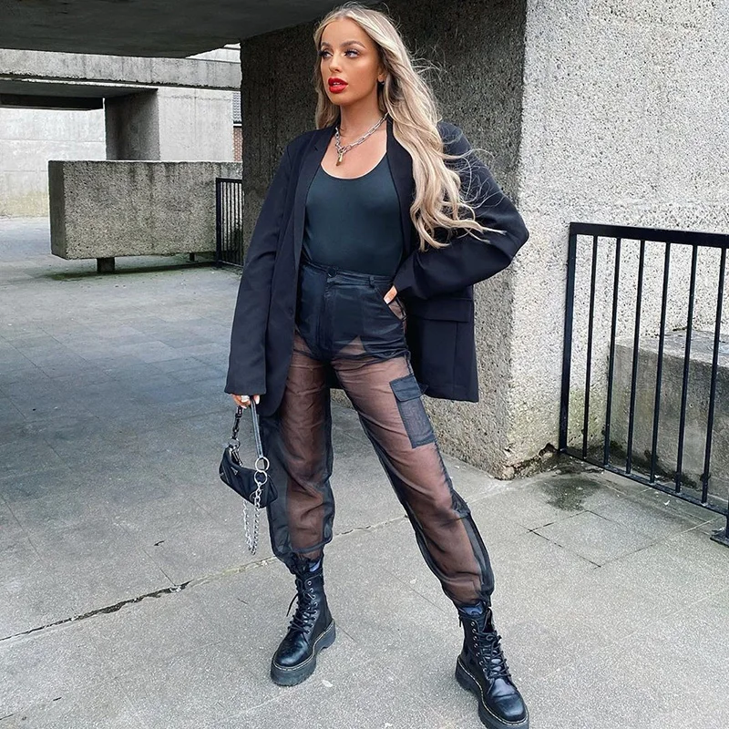 Summer Cargo Pants Women Pocket Loose Transparent Black White New Sexy Mesh Pant Ladies See Through High Street Trousers Ladies
Summer Cargo Pants Women Pocket Loose Transparent Black White New Sexy Mesh Pant Ladies See Through High Street Trousers Ladies