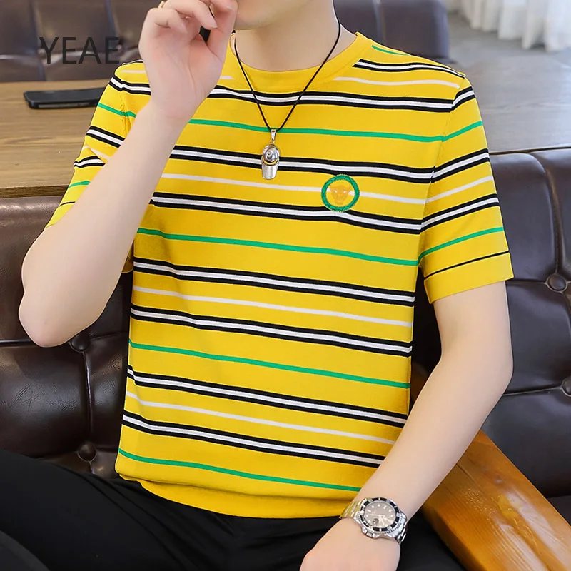 YEAE Summer 2025 New Round Neck Short Sleeve Loose Casual Men's Knitted Striped T-shirt Exquisite Embroidered Tops Designer
YEAE Summer 2025 New Round Neck Short Sleeve Loose Casual Men's Knitted Striped T-shirt Exquisite Embroidered Tops Designer
