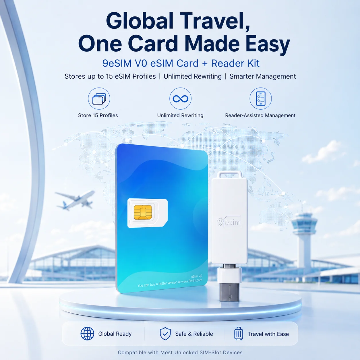 9eSIM V0 Global Physical eSIM Card, 15 Profiles and STK Menu, Unlimited Downloads
9eSIM V0 Global Physical eSIM Card, 15 Profiles and STK Menu, Unlimited Downloads