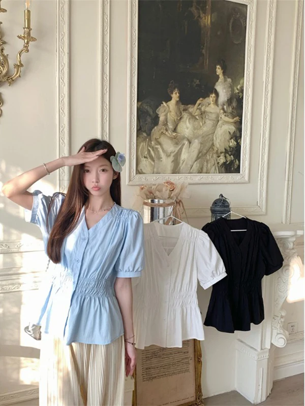 plus Size irt Women's Summer Slim Fit White Blouse ort Sve Waist Cinching Conceal Meat ow Thin High End Feeling
plus Size irt Women's Summer Slim Fit White Blouse ort Sve Waist Cinching Conceal Meat ow Thin High End Feeling
