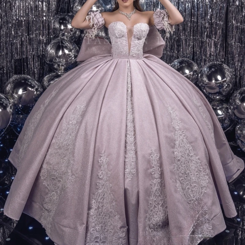 Pink Quinceanera Dresses Off Shoulder Ball Gown Sweet 16 Dress Applique Lace Beading Bow Tull Birthday Party Vestidos 15 De Anos
Pink Quinceanera Dresses Off Shoulder Ball Gown Sweet 16 Dress Applique Lace Beading Bow Tull Birthday Party Vestidos 15 De Anos
