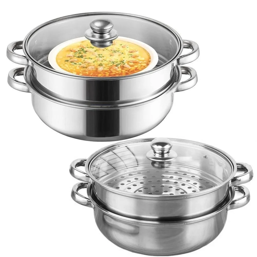 Fish/Soup/Hot Pot Stainless Steel Steamer Stainless Steel Double Handle Steaming Cookware Silver Tempered Glass Lid
Fish/Soup/Hot Pot Stainless Steel Steamer Stainless Steel Double Handle Steaming Cookware Silver Tempered Glass Lid