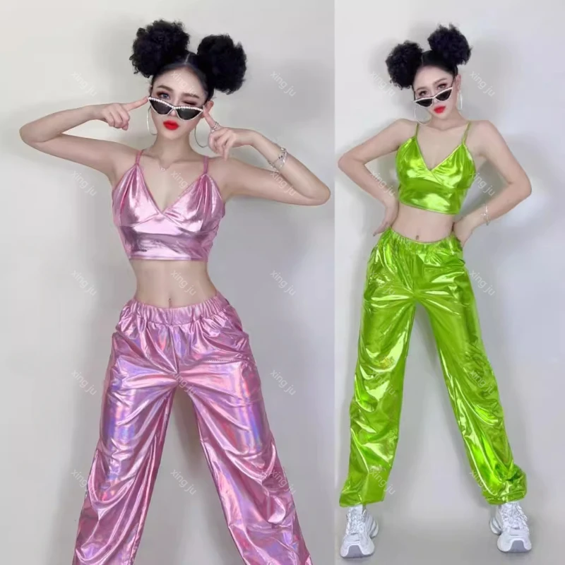 Nightclub DJ Stage Outfits Women Jazz Dance Costumes Fashion Green Shiny Crop Tops Hip Hop Leather Pants Stage Performance Wear
Nightclub DJ Stage Outfits Women Jazz Dance Costumes Fashion Green Shiny Crop Tops Hip Hop Leather Pants Stage Performance Wear