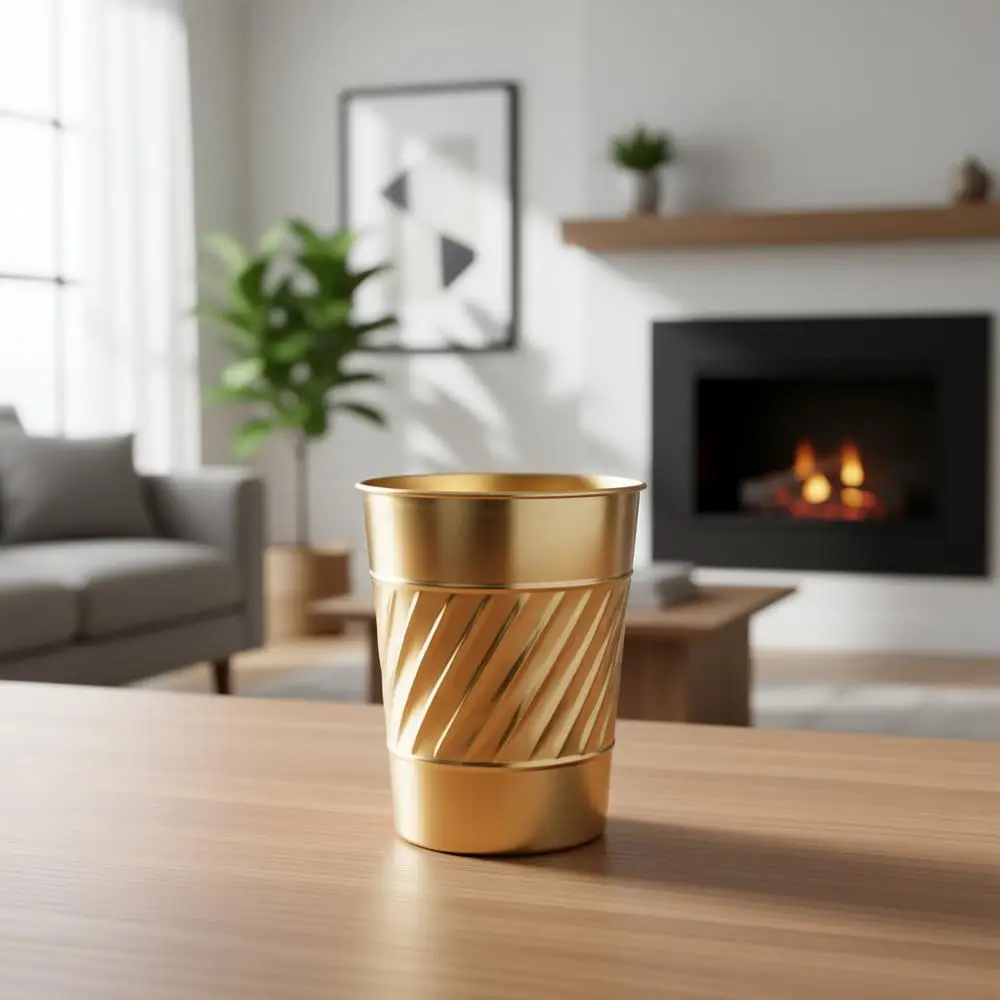Декоративная маленькая корзина для мусора из матового золота для ванной комнаты, офисного стола и общежития
Декоративная маленькая корзина для мусора из матового золота для ванной комнаты, офисного стола и общежития