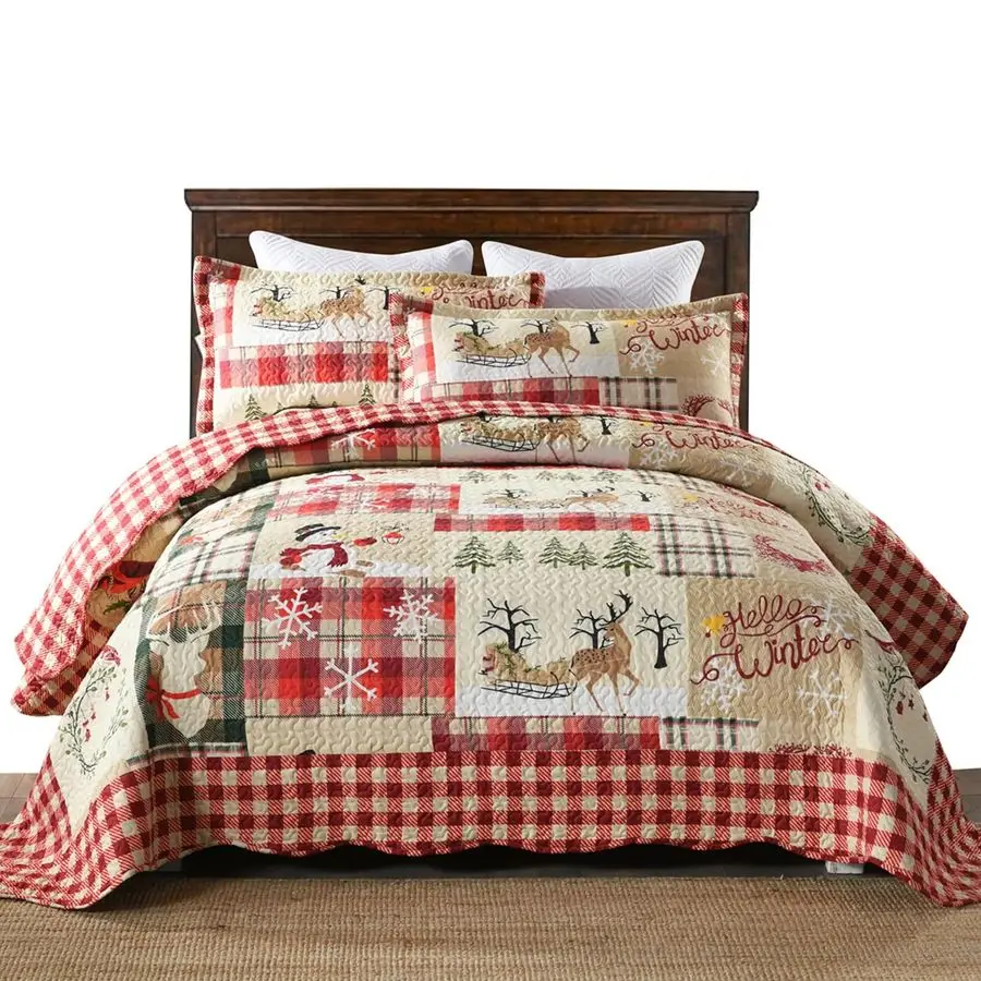 3 Piece Christmas Quilt Set, Rustic Lodge Deer Quilt Bedspread Throw Blanket Lightweight Bedspread Coverlet Comforter Set Hello
3 Piece Christmas Quilt Set, Rustic Lodge Deer Quilt Bedspread Throw Blanket Lightweight Bedspread Coverlet Comforter Set Hello