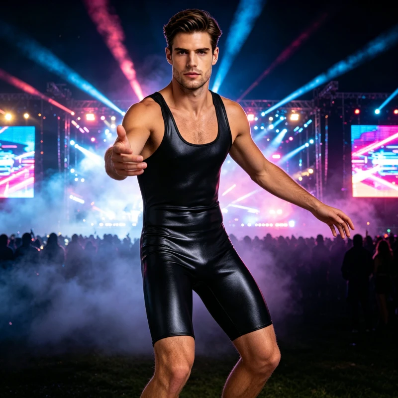 Men Glossy Shiny Tight Jumpsuit Silky High Stretch Tummy Control Body Shaper Tank Shorts Outfit for Night Club Rave Party Stage
Men Glossy Shiny Tight Jumpsuit Silky High Stretch Tummy Control Body Shaper Tank Shorts Outfit for Night Club Rave Party Stage