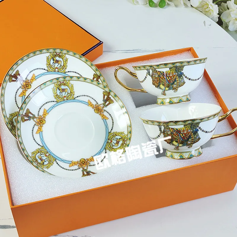 Elegant European afternoon tea set, black tea cup, coffee 2 cups, 2 plates gift box, new fashionable coffee cup set
Elegant European afternoon tea set, black tea cup, coffee 2 cups, 2 plates gift box, new fashionable coffee cup set