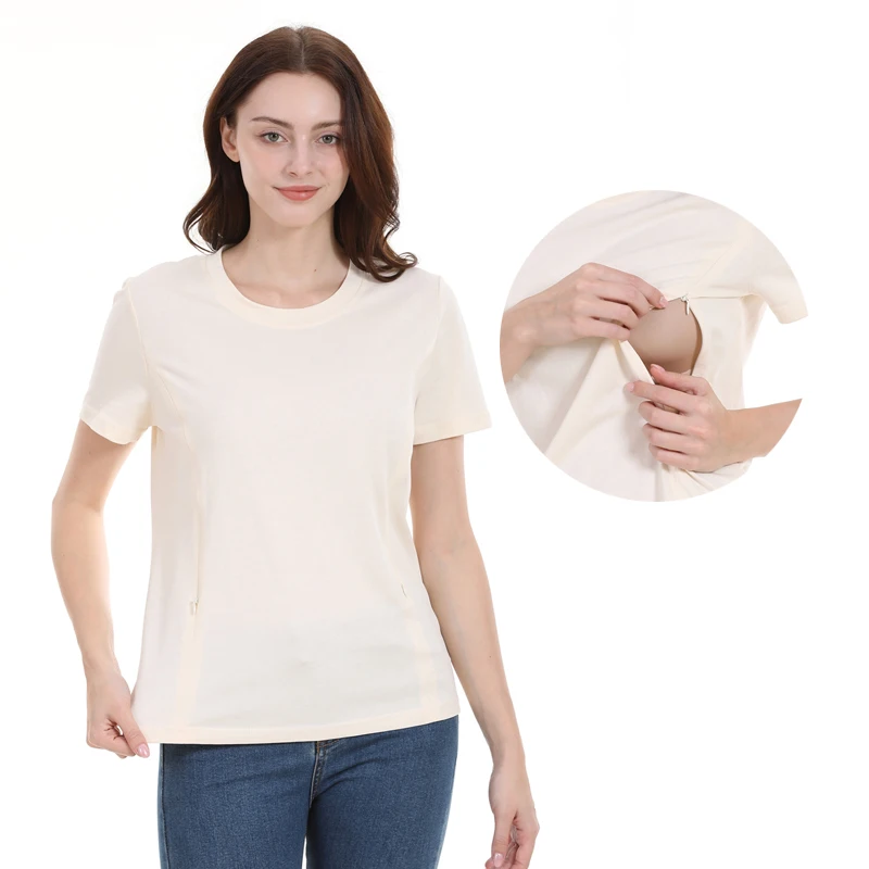 Big Size Nursed Tops Summer New Maternity Clothes Womens Short Sleeve Crew Neck Solid Color Casual T Shirt For Breastfeeding
Big Size Nursed Tops Summer New Maternity Clothes Womens Short Sleeve Crew Neck Solid Color Casual T Shirt For Breastfeeding