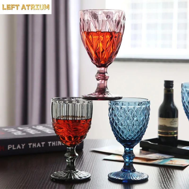 3Pcs relief red wine glass thickened glass wedding goblet colored retro wine glass
3Pcs relief red wine glass thickened glass wedding goblet colored retro wine glass