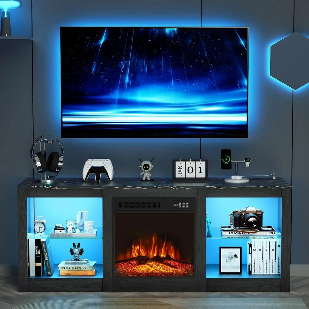 58 Inch TV Stand with 18 inch ireplace Insert LED Light Entertainment Center Electric ireplace TV Stand with USB and AC Power In
58 Inch TV Stand with 18 inch ireplace Insert LED Light Entertainment Center Electric ireplace TV Stand with USB and AC Power In