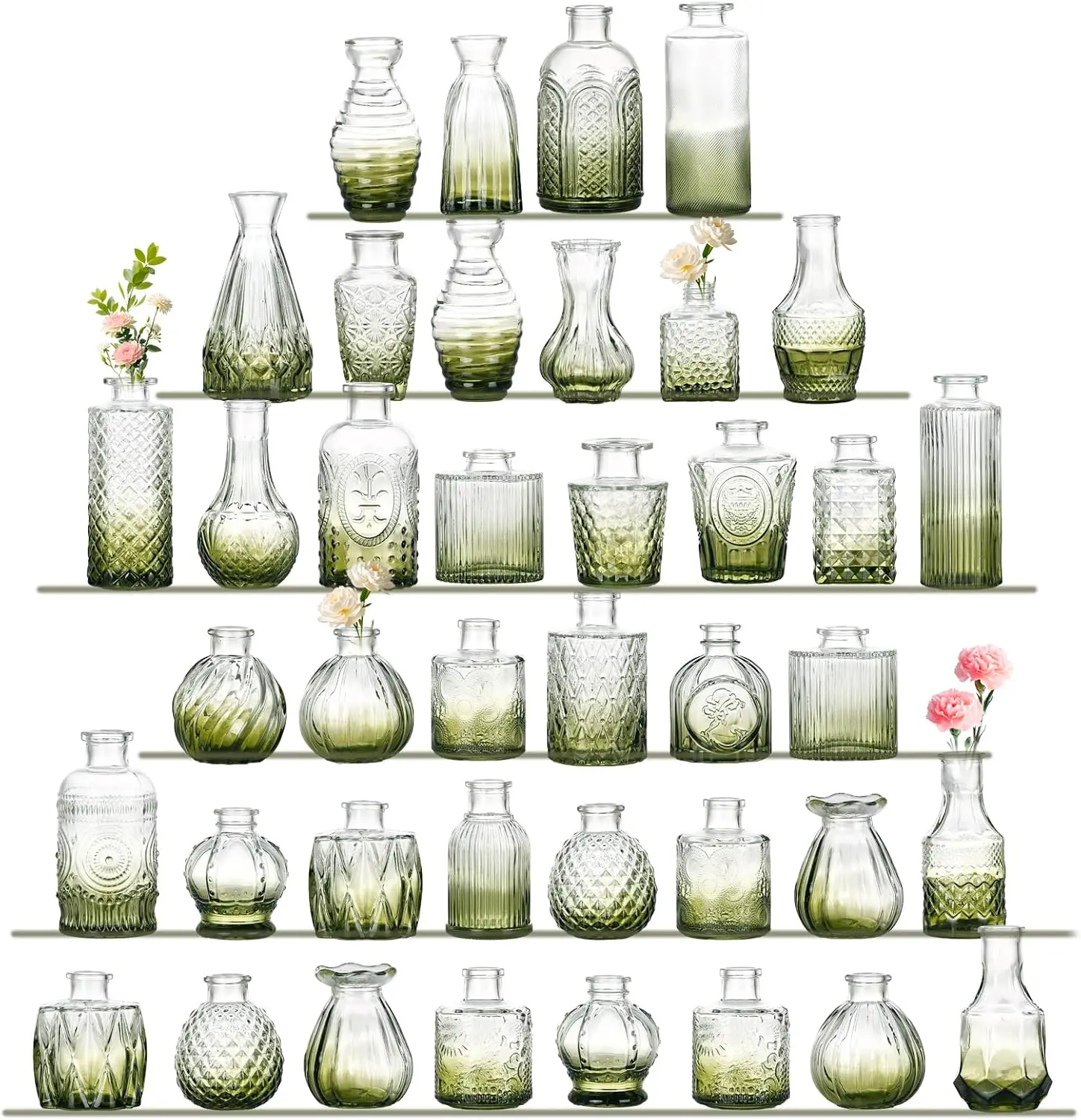 Green Bud Vases Set of 40, Mini Glass Flower Vases for Wedding Centerpieces, Vintage Small Vases for Table Decor, Bulk
Green Bud Vases Set of 40, Mini Glass Flower Vases for Wedding Centerpieces, Vintage Small Vases for Table Decor, Bulk