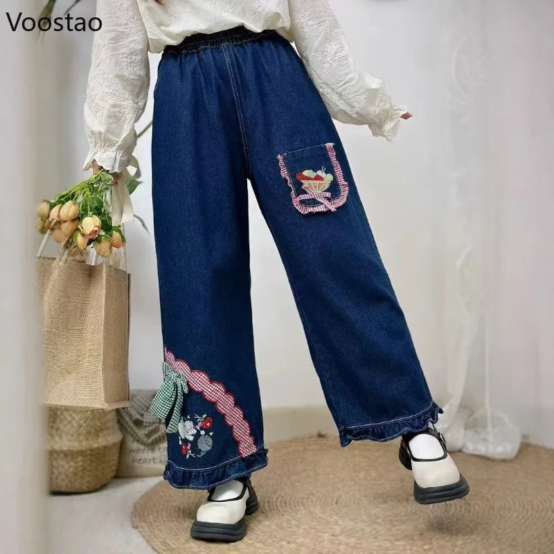 Mori Girl Style Lolita Casual Wide Leg Pants Women Kawaii Plaid Patchwork Bow Loose Jeans Female Vintage Y2k Embroidery Trousers
Mori Girl Style Lolita Casual Wide Leg Pants Women Kawaii Plaid Patchwork Bow Loose Jeans Female Vintage Y2k Embroidery Trousers