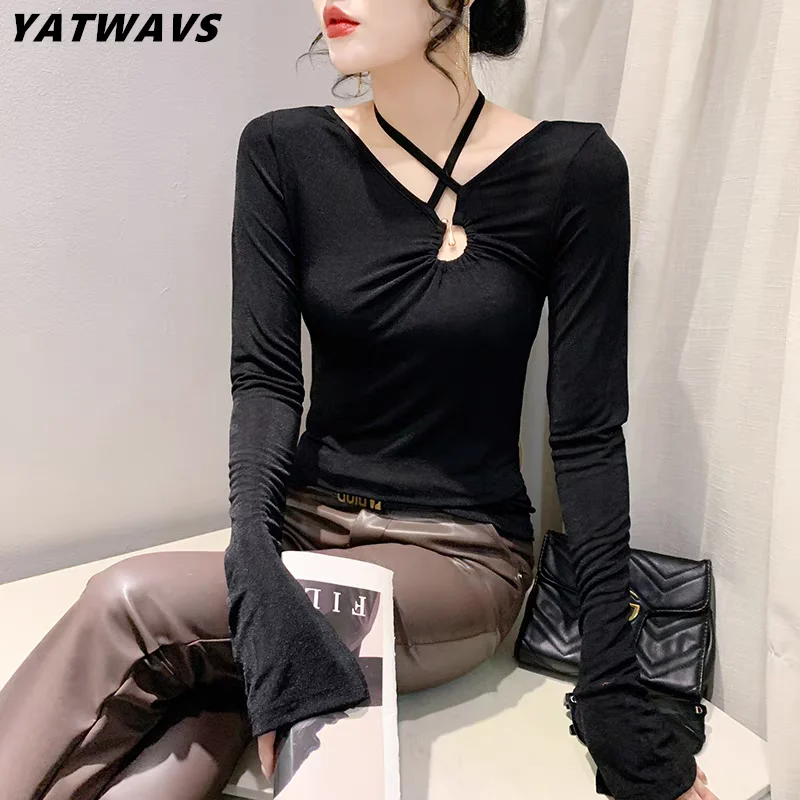 Spring Summer New Streetwear Girl Long Sleeve T-shirt Women Chic Sexy V-Neck Hollow Out Lace-up Tops Fashion Slim Tees Blusas
Spring Summer New Streetwear Girl Long Sleeve T-shirt Women Chic Sexy V-Neck Hollow Out Lace-up Tops Fashion Slim Tees Blusas