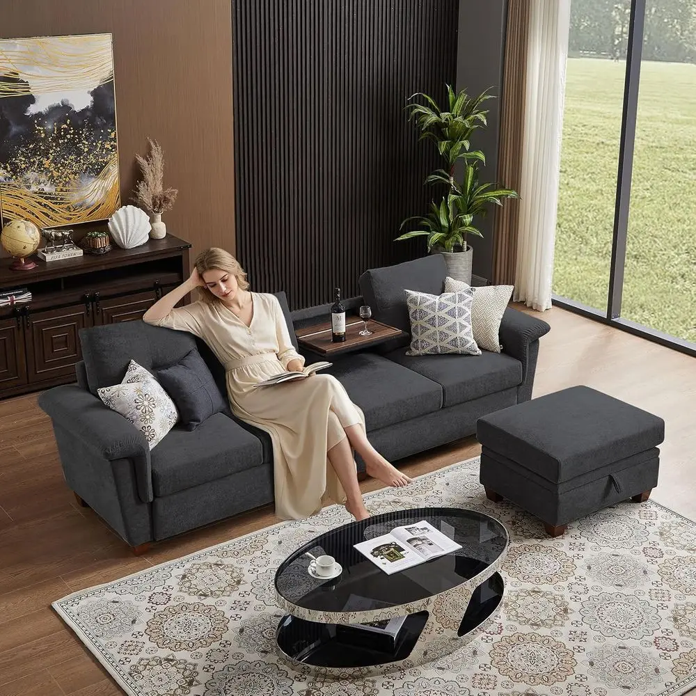 108 L-Shaped Sectional Sofa with Ottoman, 4-Seat Couch, Storage, Grey
108 L-Shaped Sectional Sofa with Ottoman, 4-Seat Couch, Storage, Grey