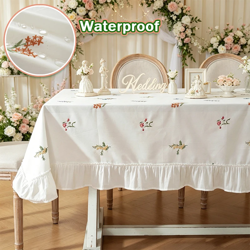 Embroidered Floral Tablecloth with Ruffle Hem Waterproof Stain-Resistant Dining Table Cover for Kitchen Party Farmhouse Decor
Embroidered Floral Tablecloth with Ruffle Hem Waterproof Stain-Resistant Dining Table Cover for Kitchen Party Farmhouse Decor