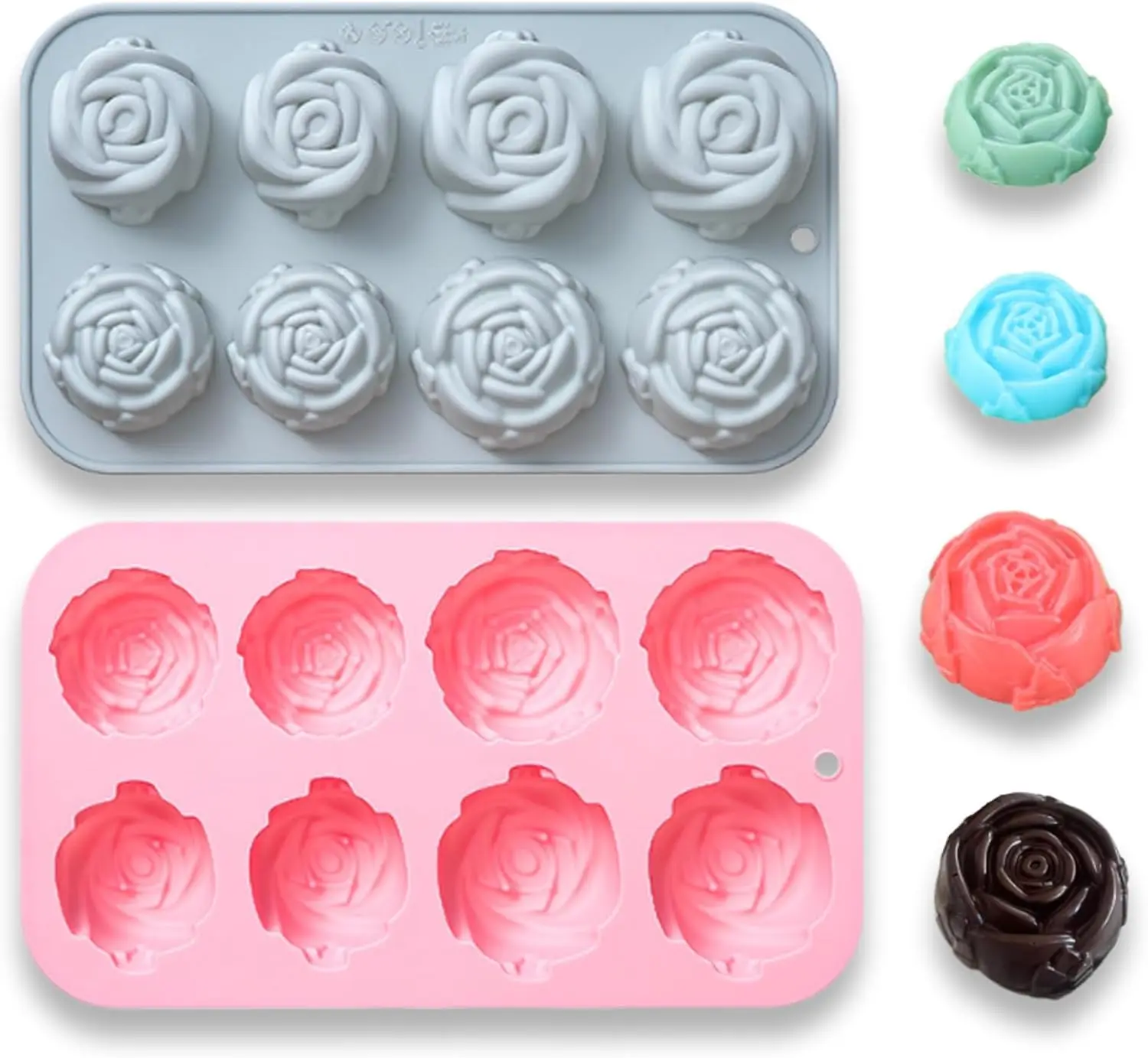 Silicone Rose Molds 8 Cavity 2 Kinds Rose Flower Silicone Baking Molds for Chocolate, Cake, Jelly, Candy Cake Decorating Tools
Silicone Rose Molds 8 Cavity 2 Kinds Rose Flower Silicone Baking Molds for Chocolate, Cake, Jelly, Candy Cake Decorating Tools
